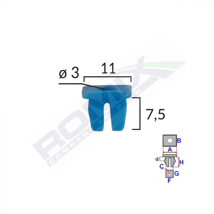 Clips Fixare Pentru Grup Vag/ Citroen/ Fiat/ Alfa - Albastru Set 25 Buc [1]