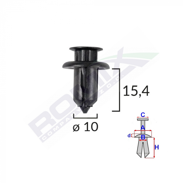 Clips Fixare Pentru Honda/Mazda 10X15.4Mm - Negru Set 10 Buc [2]