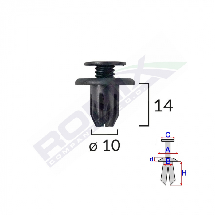 Clips Fixare Pentru Honda Mini - Negru Set 10 Buc [1]