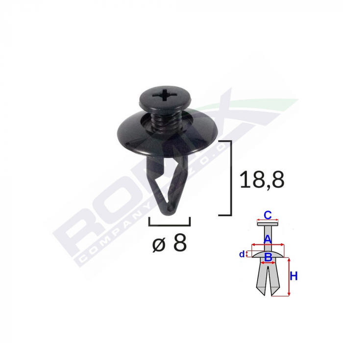 Clips Fixare Pentru Kia/Mazda/Mitsubishi/Nissan/Kia 8X18.8Mm - Negru Set 10 Buc [1]