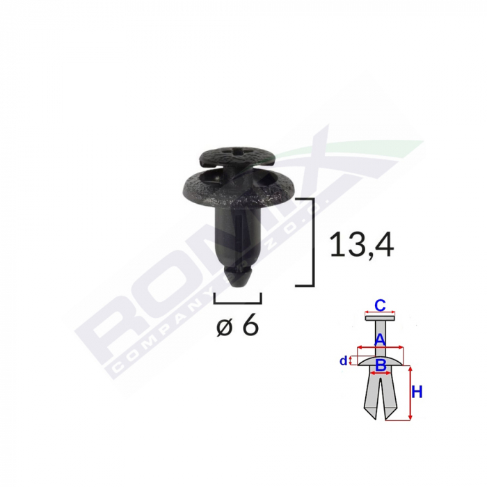 Clips Fixare Pentru Lexus/Suzuki/Toyota/Honda/Yamaha 6X13.4Mm - Negru Set 10 Buc [2]