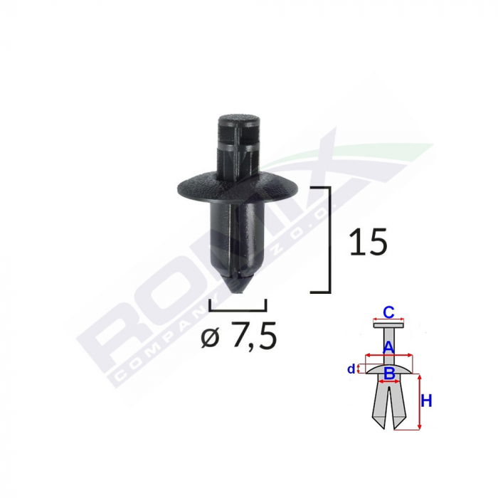 Clips Fixare Pentru Lexus/Suzuki/Toyota/Volvo 7.5X15Mm - Negru Set 10 Buc [2]