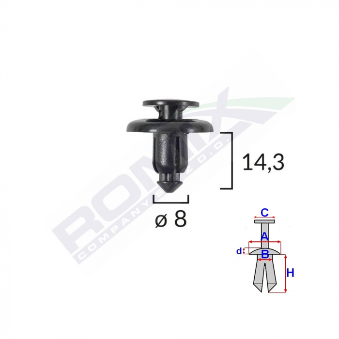 Clips Fixare Pentru Mazda/Subaru 8X14.3Mm - Negru Set 10 Buc [2]