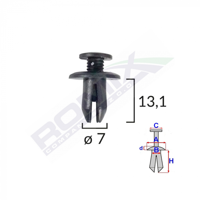 Clips Fixare Pentru Mazda/Suzuki 7X13.1Mm - Negru Set 10 Buc [1]