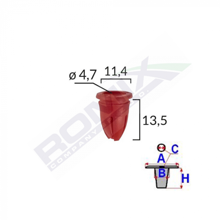 Clips Fixare Pentru Mercedes 11.4X13.5Mm - Rosu Set 25 Buc [1]