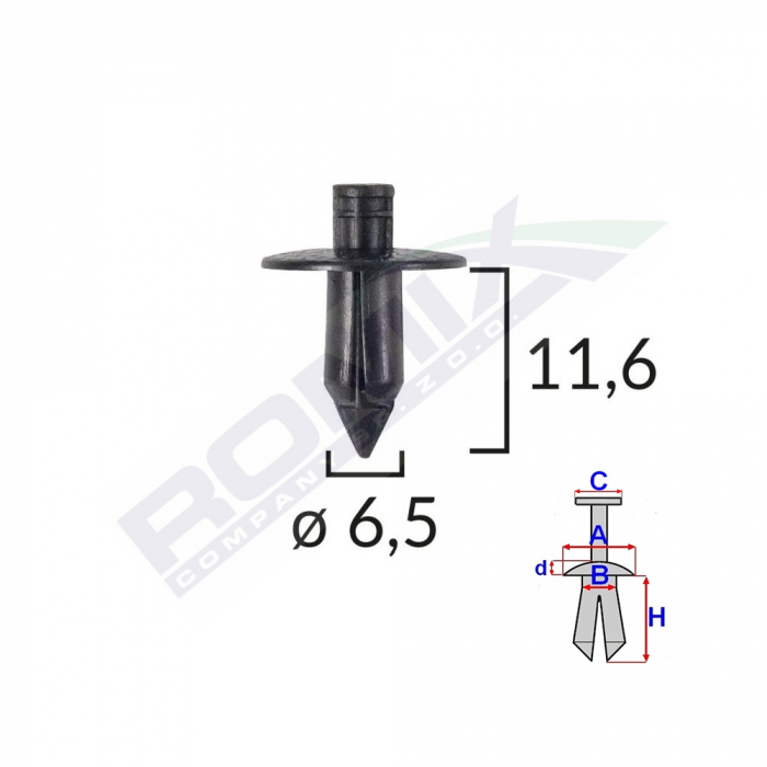 Clips Fixare Pentru Suzuki 6.5X11.6Mm - Negru Set 10 Buc [2]