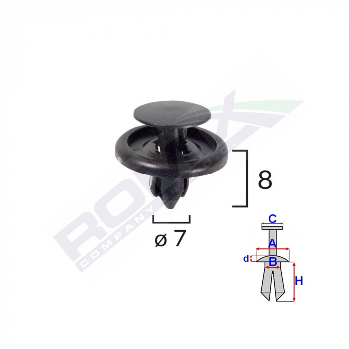 Clips Fixare Pentru Toyota/Citroen/Lexus 7X8Mm - Negru Set 10 Buc [2]