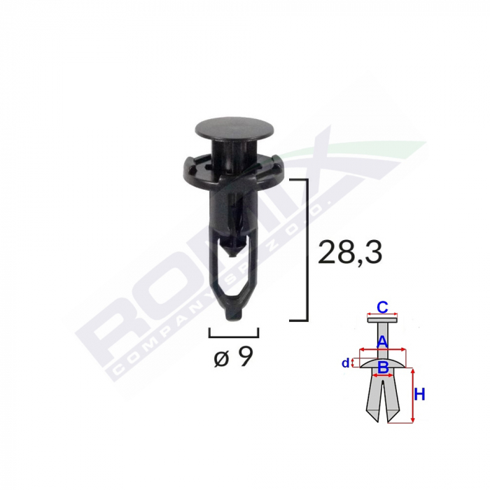 Clips Fixare Pentru Toyota/Lexus 9X28.3Mm - Negru Set 10 Buc [2]