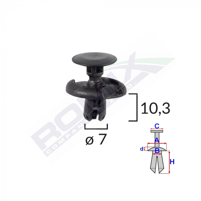 Clips Fixare Pentru Toyota/Suzuki 7X10.3Mm - Negru Set 10 Buc [1]