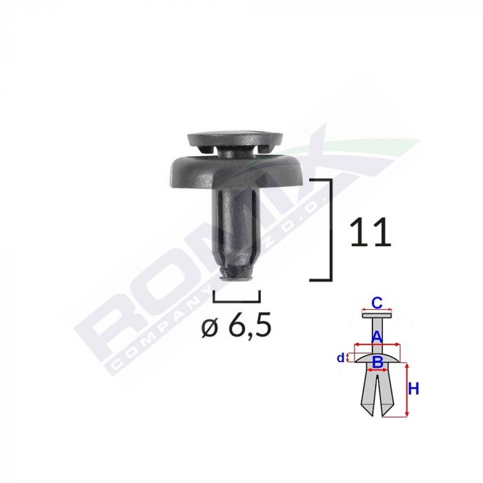 Clips Fixare Pentru Toyota6.5X11Mm Negru Set 10 Buc [2]