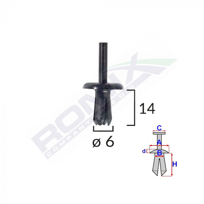 Clips Fixare Pentru Volvo 6X14Mm - Negru Set 10 Buc [2]