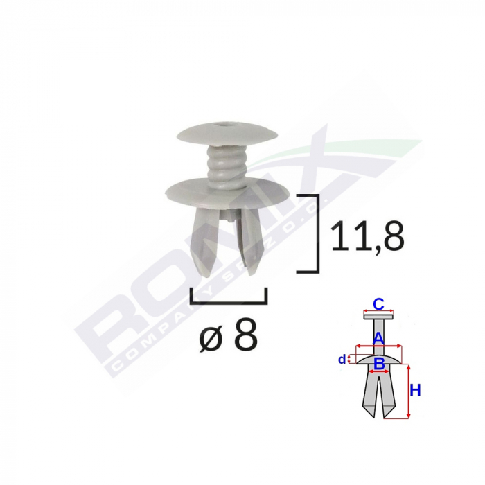 Clips Fixare Pentru Vw 8X11.8Mm - Gri Set 10 Buc [2]