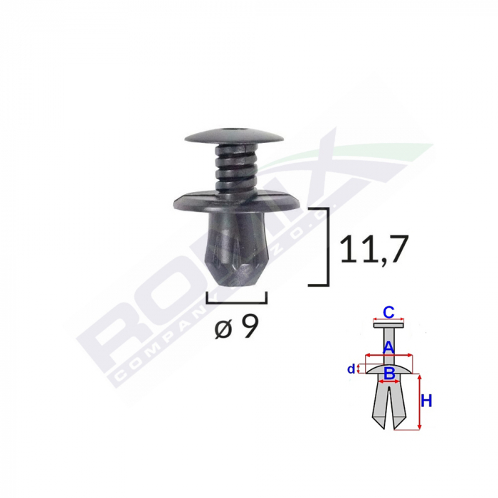 Clips Fixare Pentru Vw 9X11.7Mm - Negru Set 10 Buc [1]