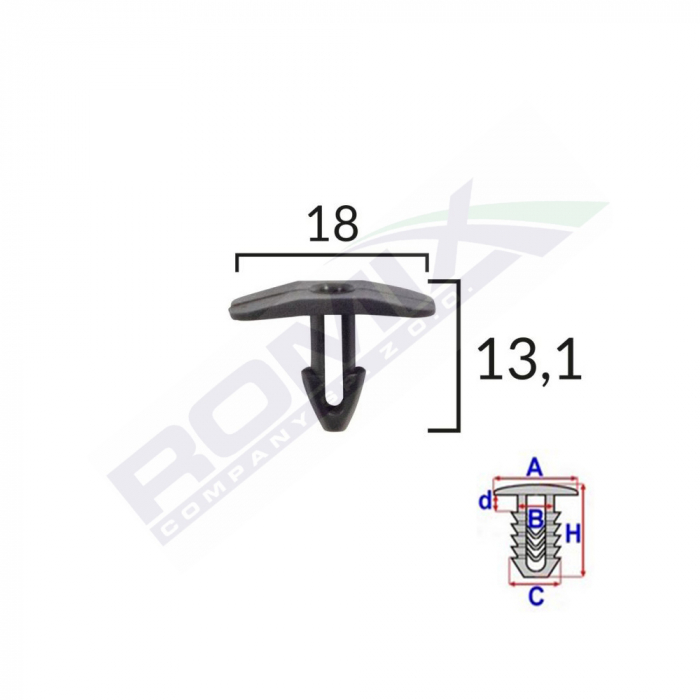Clips Garnitura Pentru Citroen Fiat Peugeot 18X13.1Mm - Negru Set 10 Buc [2]