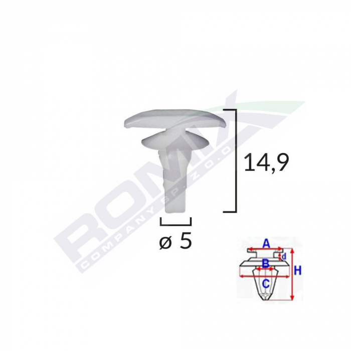 Clips Garnituri Pentru Mitsubishi/Toyota/Honda/Hyundai/Lexus 5X14.9Mm - Alb Set 10 Buc [2]