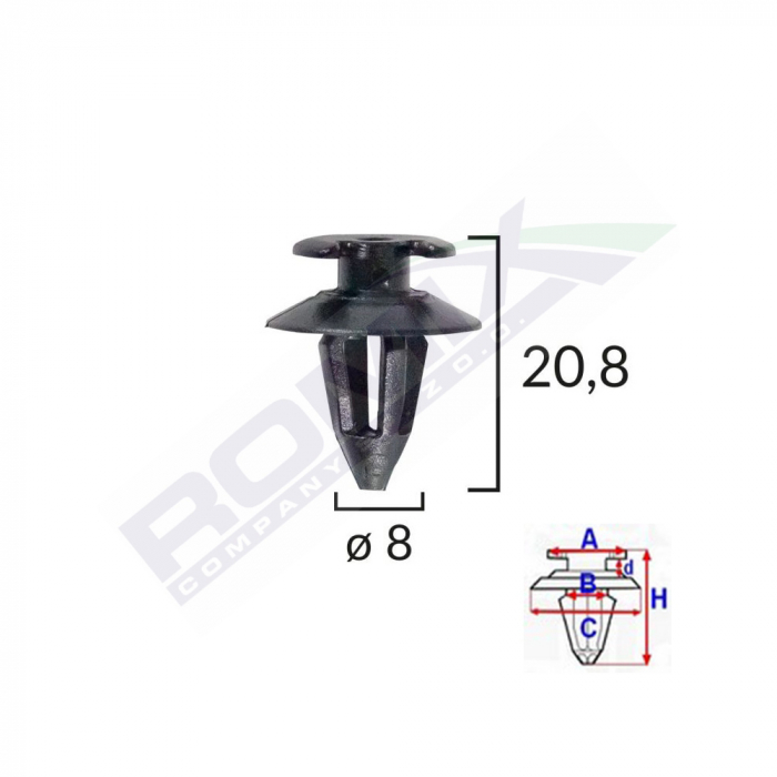 Clips Tapiterie Pentru Audi/Bmw/Seat/Vw 8X20.8Mm - Negru Set 10 Buc [1]