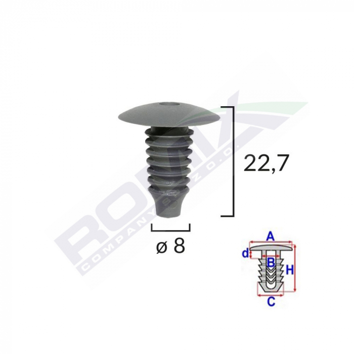 Clips Tapiterie Pentru Audi/Ford/Opel/Mercedes Vw 8X22.7 - Negru Set 10 Buc [1]