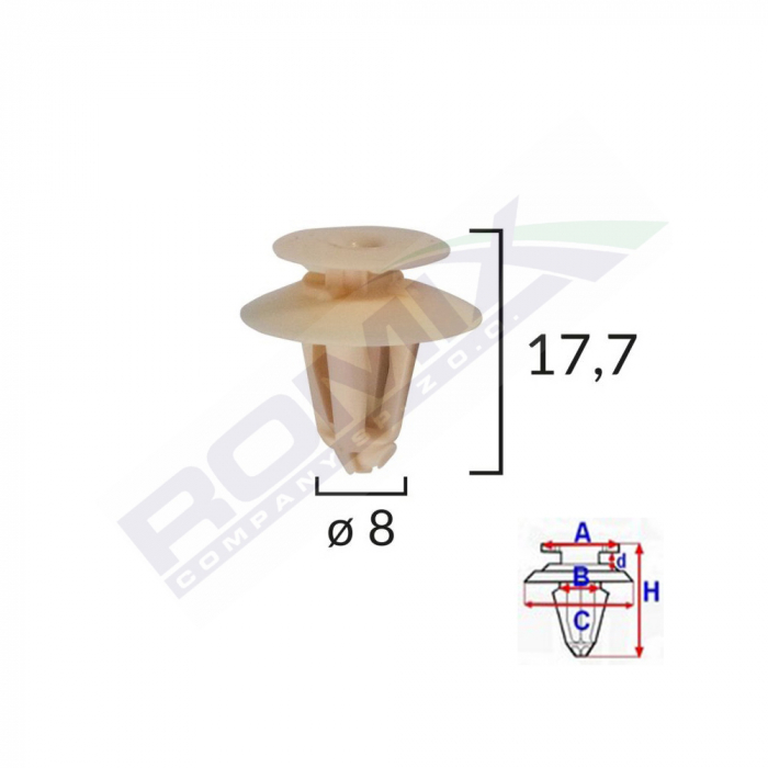 Clips Tapiterie Pentru Audi/Ford/Seat/Vw 8X17.7Mm - Bej Set 25 Buc [2]