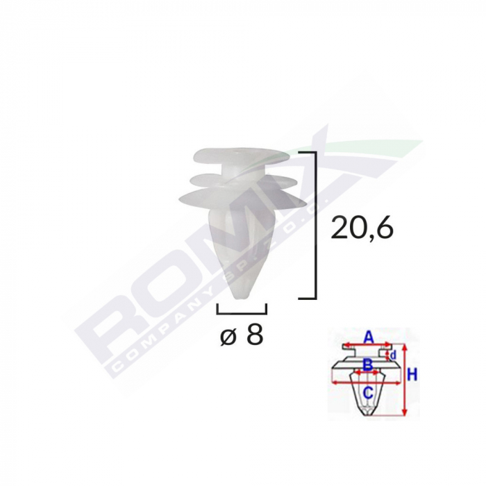 Clips Tapiterie Pentru Bmw 8X20.6Mm - Alb Set 10 Buc [2]