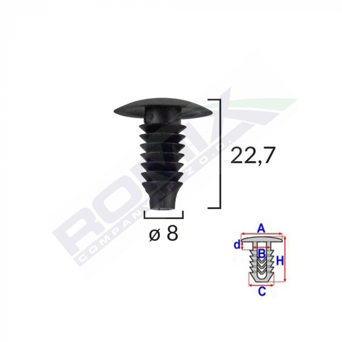 Clips Tapiterie Pentru Bmw/Opel/Grup Vag 8X22.7Mm - Negru Set 10 Buc [1]