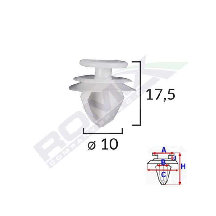 Clips Tapiterie Pentru Citroen/Peugeot/Volvo 10X17.5Mm - Gri Set 10 Buc [2]