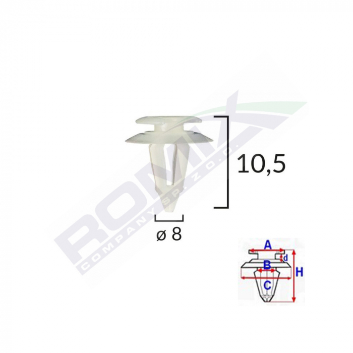 Clips Tapiterie Pentru Fiat/Audi 8X10.5Mm - Alb Set 10 Buc [2]