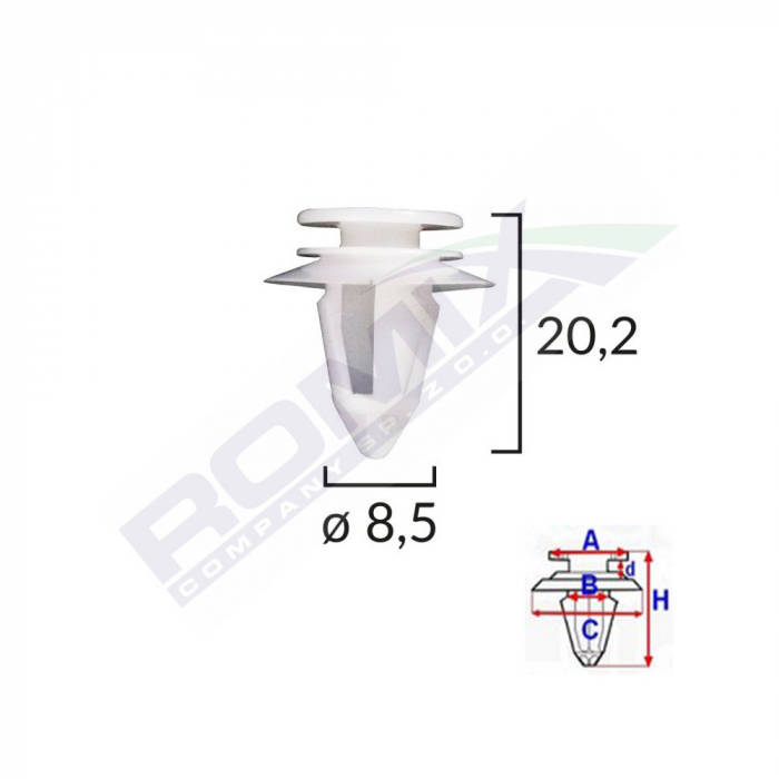 Clips Tapiterie Pentru Ford/Mini/Volvo/Mercedes 8.5X20.2Mm - Alb Set 10 Buc [1]