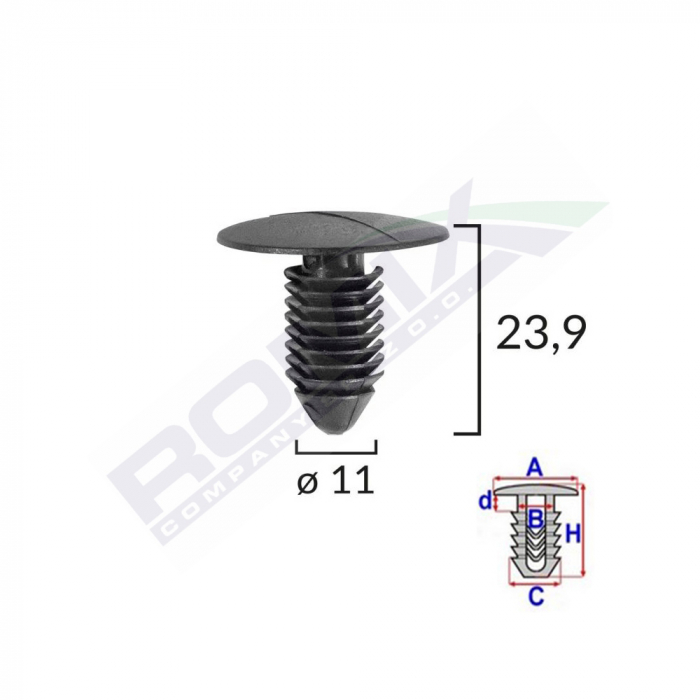 Clips Tapiterie Pentru Gm 11X23.9Mm - Negru Set 10 Buc [1]