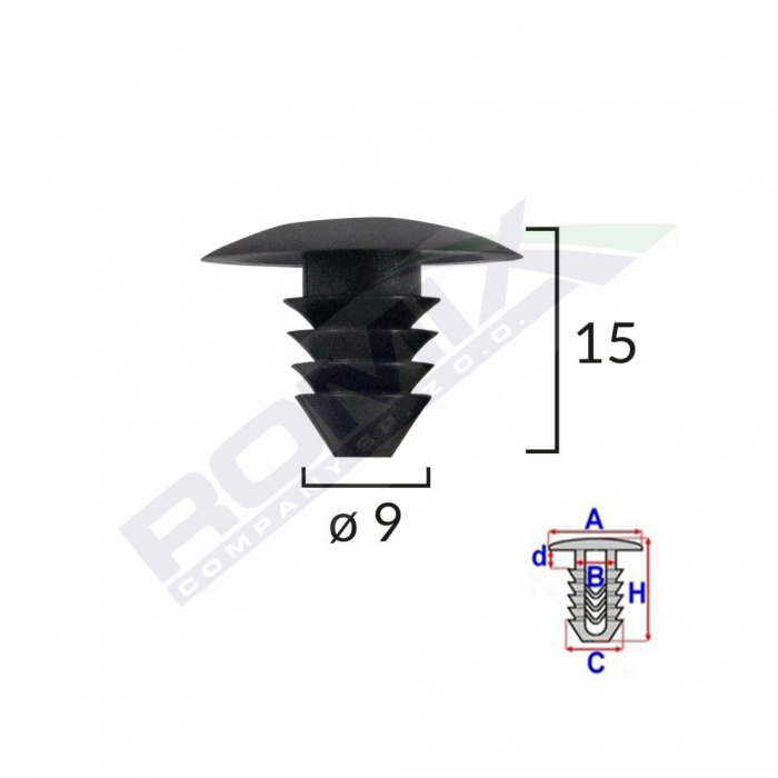 Clips Tapiterie Pentru Grup Vag 9X15Mm - Negru Set 10 Buc [2]