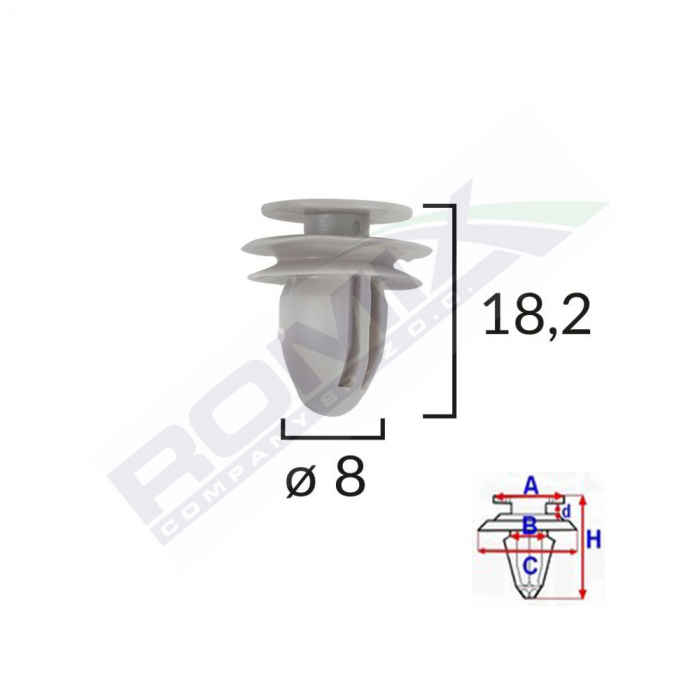 Clips Tapiterie Pentru Honda/Hyundai/Kia/Mazda 8X182Mm - Gri Set 10 Buc [2]