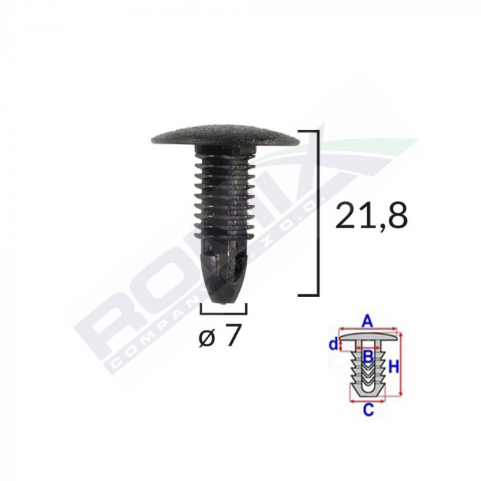 Clips Tapiterie Pentru Honda/Hyundai/Toyota 7X21.8Mm - Negru Set 10 Buc [2]