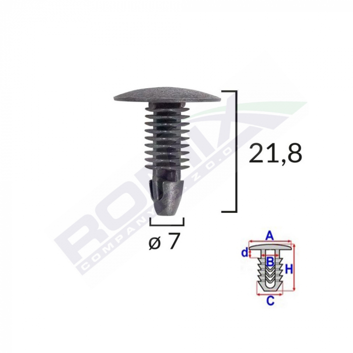Clips Tapiterie Pentru Honda/Hyundai/Toyota 7X21.8Mm - Negru Set 10 Buc [2]