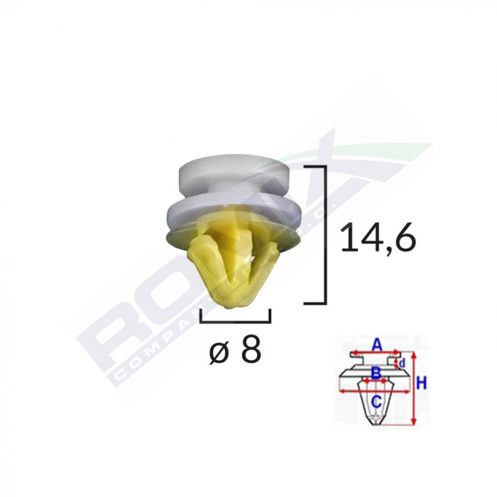 Clips Tapiterie Pentru Land Rover Opel Renault 8X14.6Mm - Alb Set 10 Buc [2]