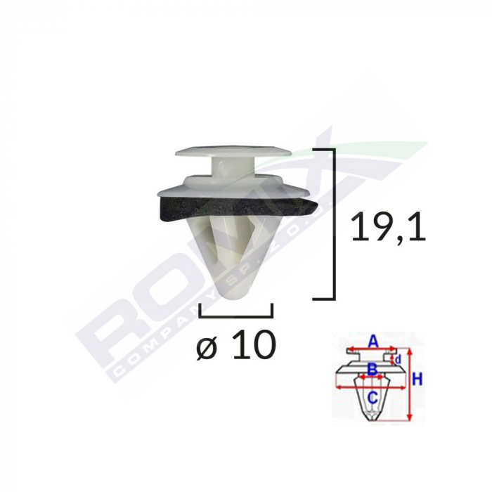 Clips Tapiterie Pentru Mazda/Subaru 10X19.1Mm - Alb Set 10 Buc [2]