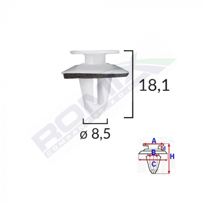 Clips Tapiterie Pentru Mercedes 8.5X18.1Mm Alb - Set 10 Buc [1]