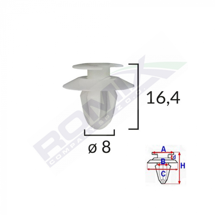 Clips Tapiterie Pentru Mercedes 8X16.4Mm - Alb Set 10 Buc [2]