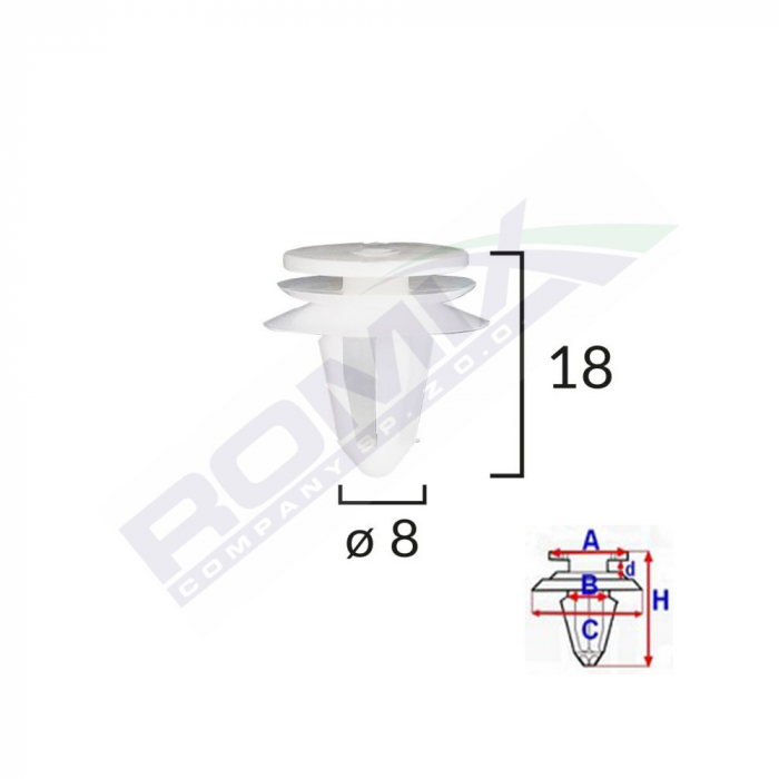 Clips Tapiterie Pentru Seat Vw 8X18Mm - Gri Set 10 Buc [1]