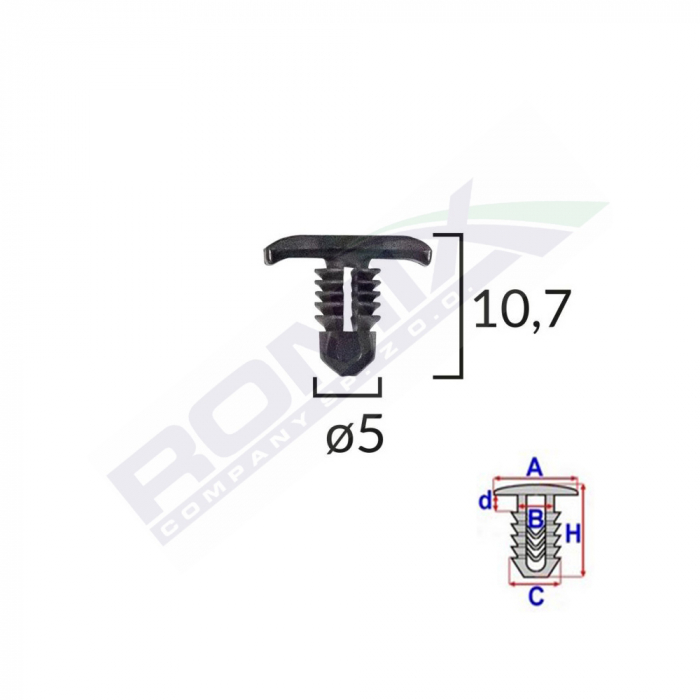 Clips Tip Garnitura Pentru Seat/Vw 5X10.7Mm - Negru Set 25 Buc [1]