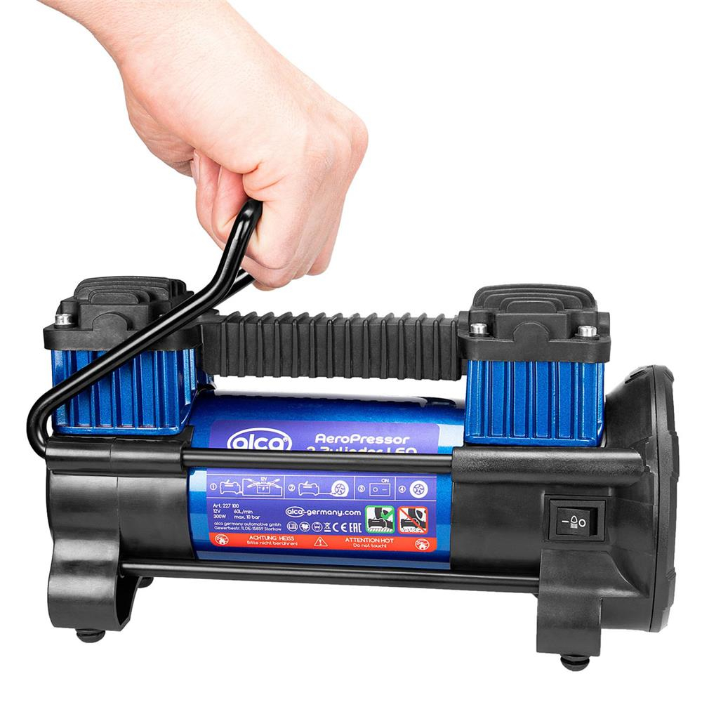 COMPRESOR AER 2 CILINDRI 12V 60L CU LANTERNA LED [4]