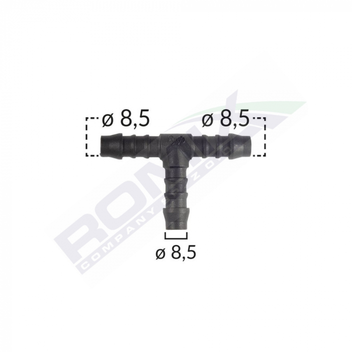 Conector Furtun Teu Universal 8.5Mm - Negru Set 5 Buc [2]