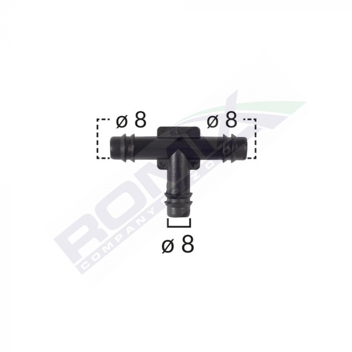 Conector Furtun Teu Universal 8Mm - Negru Set 5 Buc [1]