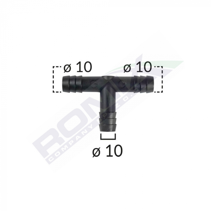 Conector Teu Furtun Conducte Universal 10Mm - Negru Set 5 Buc [2]