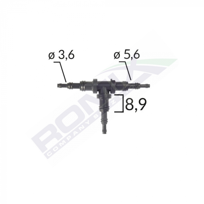 Conector Teu Furtun Conducte Universal 3.6 - 5.6 - 8.9Mm - Negru Set 5 Buc [2]