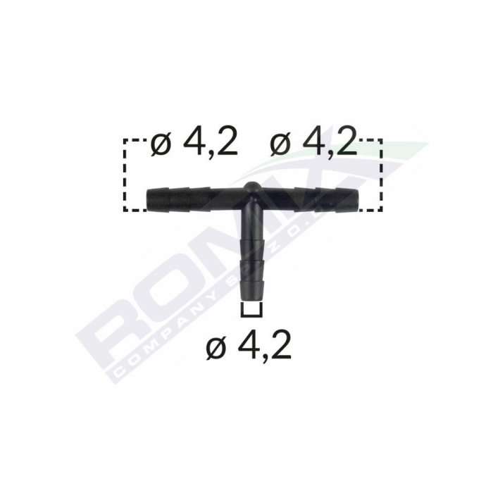 Conector Teu Furtun Conducte Universal 4.2Mm - Negru Set 5 Buc [1]