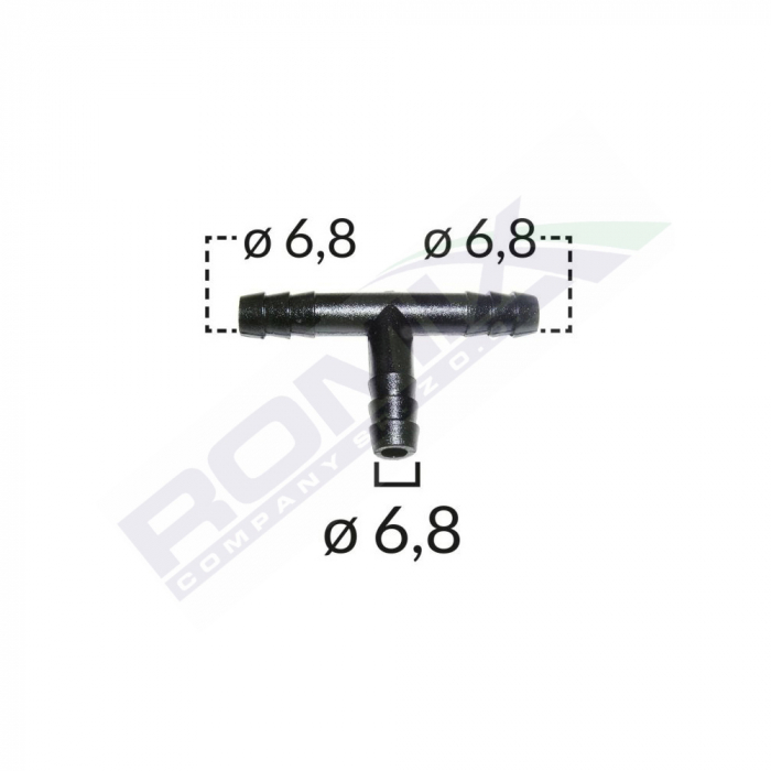 Conector Teu Furtun Conducte Universal 6.8Mm - Negru Set 5 Buc [2]
