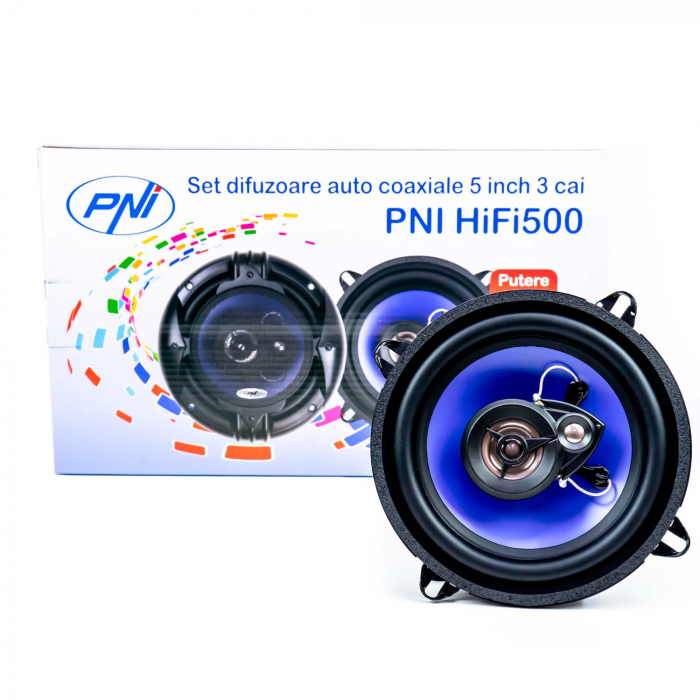 Difuzoare Auto Coaxiale Pni Hifi500, 100W, 12.7 Cm, 3 Cai, Set 2 Buc [8]