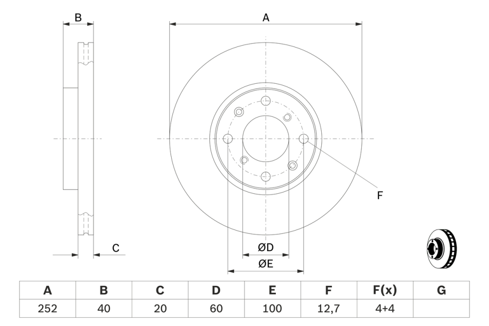 Disc frana BOSCH 0986479B98 [2]