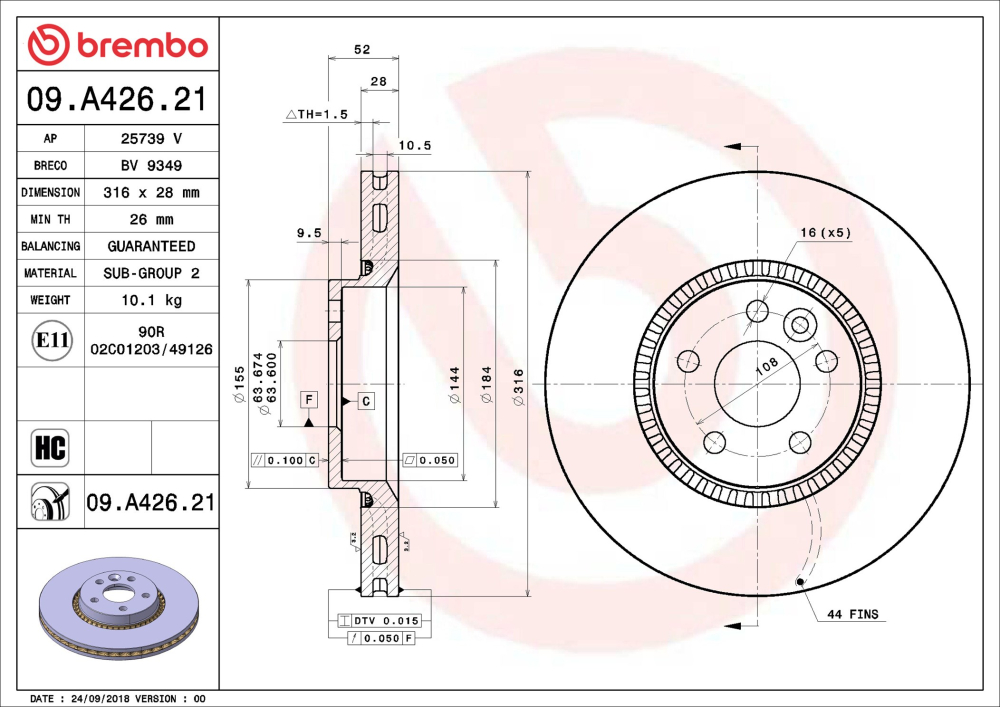 Disc frana BREMBO 09.A426.21 [2]