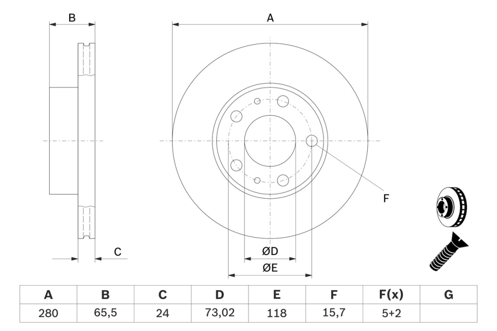 Disc frana BOSCH 0986478434 [4]