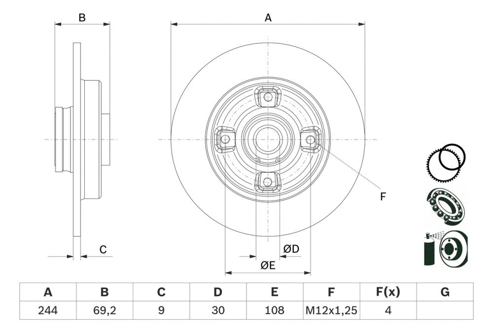 Disc frana BOSCH 0986479F74 [3]